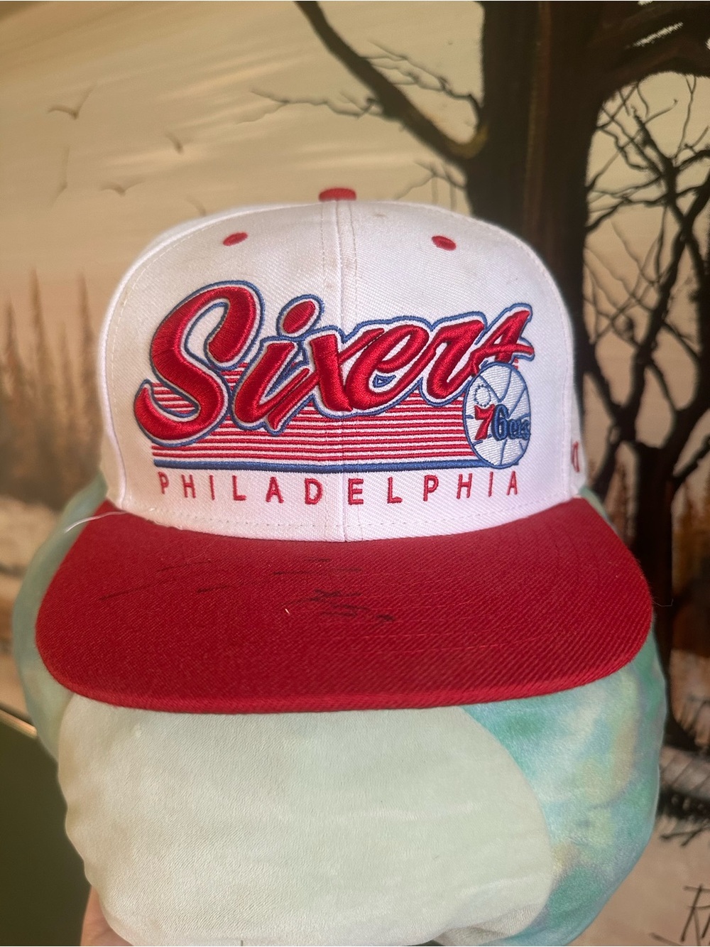 Jerami Grant signed Philadelphia Sixers Red & White Snapback Hat